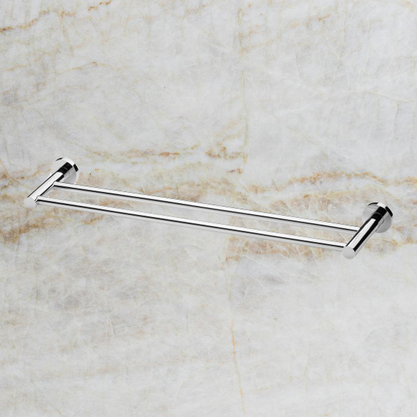 Phoenix Radii Double Towel Rail 600mm Round Plate Chrome