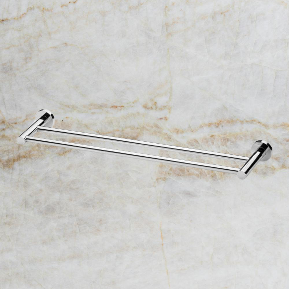 Phoenix Radii Double Towel Rail 600mm Round Plate Chrome Buildmat