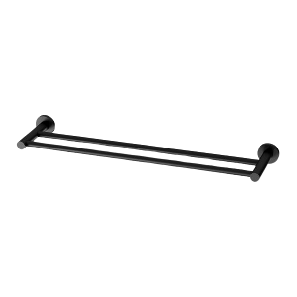 Phoenix Radii Double Towel Rail 600mm Round Plate Matte Black