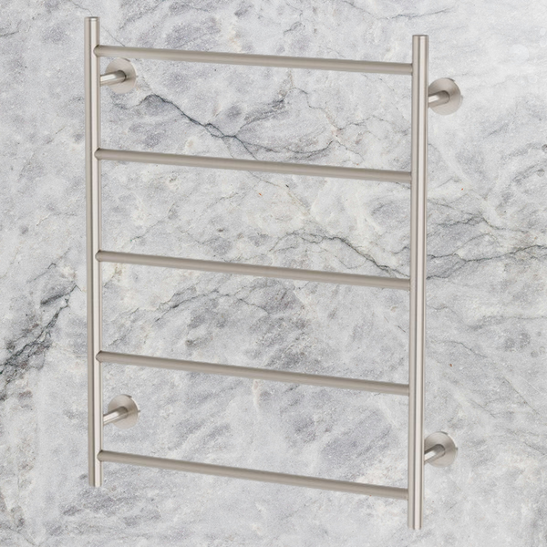 Phoenix Radii Heated Towel Ladder 550 x 740mm Round Plate Brushed Nickel