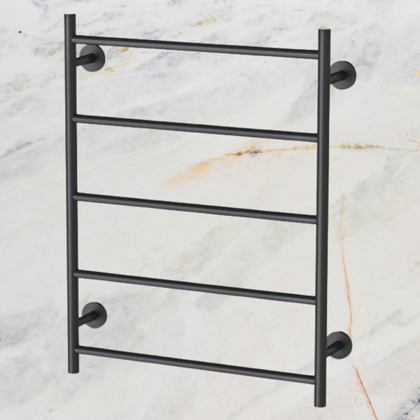Phoenix Radii Heated Towel Ladder 550 x 740mm Round Plate Matte Black