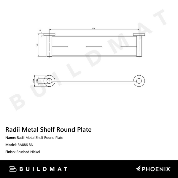 Phoenix Radii Metal Shelf Round Plate Brushed Nickel
