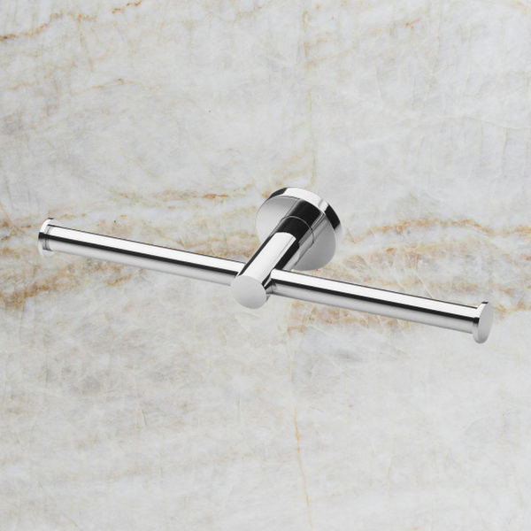 Phoenix Radii Double Toilet Roll Holder Round Plate Chrome