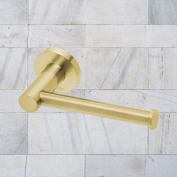 Phoenix Radii Toilet Roll Holder Round Plate Brushed Gold