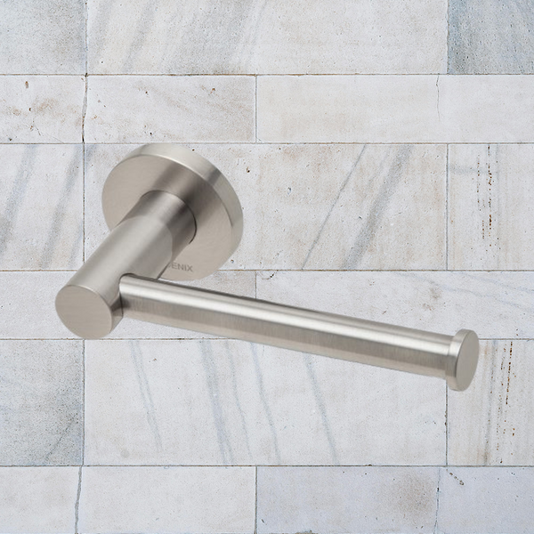 Phoenix Radii Toilet Roll Holder Round Plate Brushed Nickel