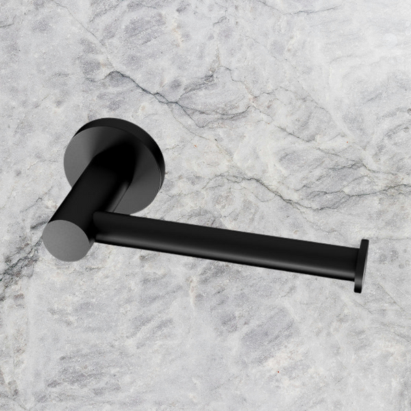 Phoenix Radii Toilet Roll Holder Round Plate Matte Black