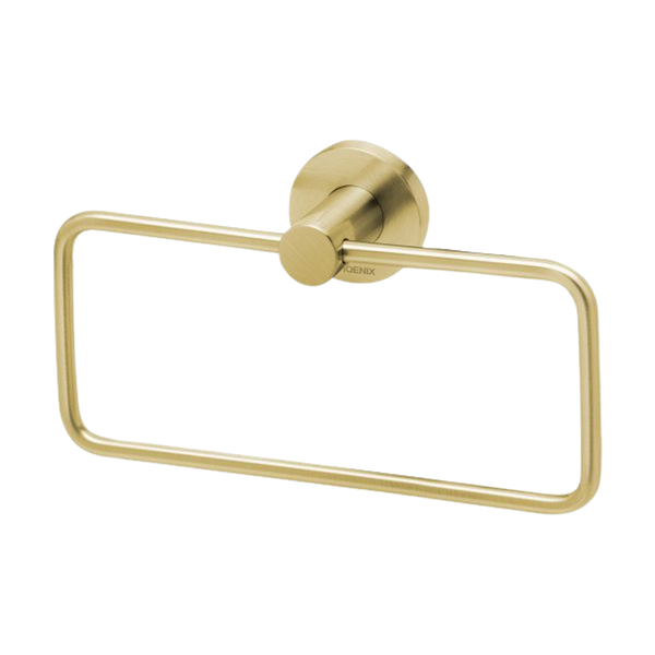 Phoenix Radii Hand Towel Holder Round Plate Brushed Gold