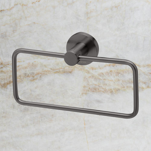 Phoenix Radii Hand Towel Holder Round Plate Brushed Carbon