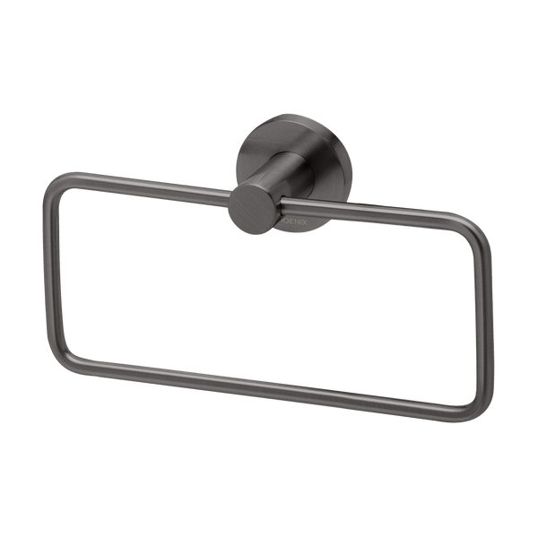 Phoenix Radii Hand Towel Holder Round Plate Brushed Carbon