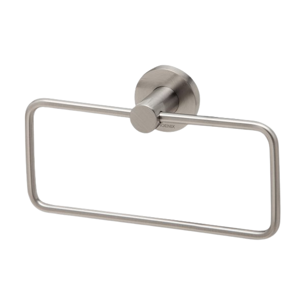 Phoenix Radii Hand Towel Holder Round Plate Brushed Nickel