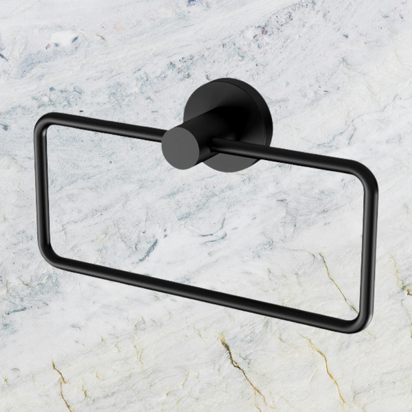 Phoenix Radii Hand Towel Holder Round Plate Matte Black