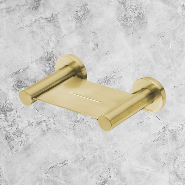 Phoenix Radii Soap Dish Round Plate Brushed Gold