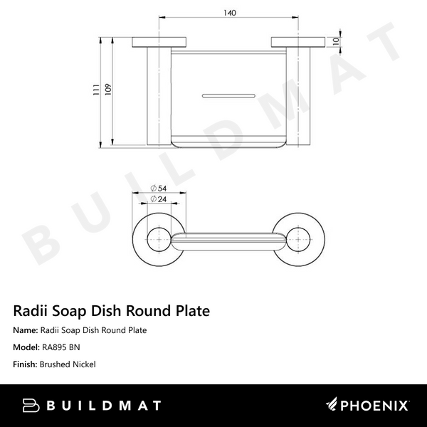 Phoenix Radii Soap Dish Round Plate Brushed Nickel