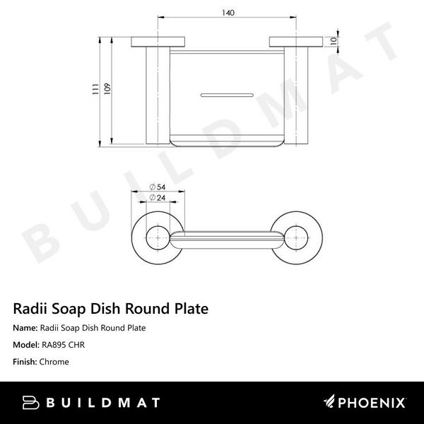 Phoenix Radii Soap Dish Round Plate Chrome