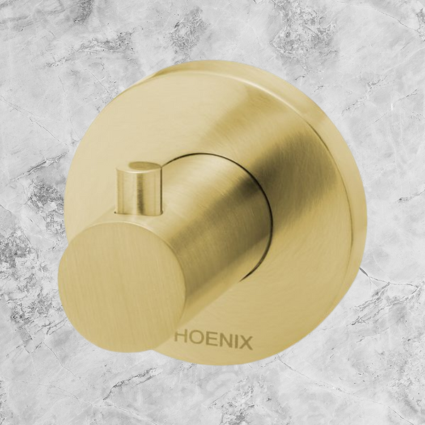 Phoenix Radii Robe Hook Round Plate Brushed Gold