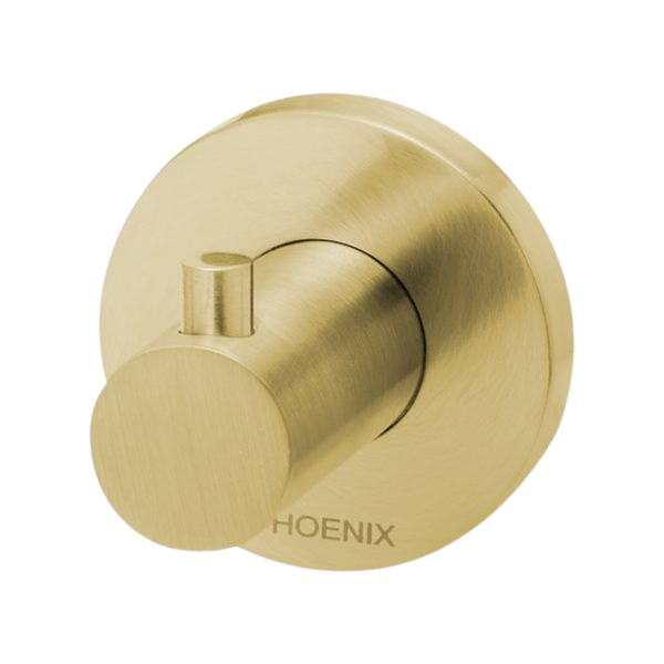 Phoenix Radii Robe Hook Round Plate Brushed Gold