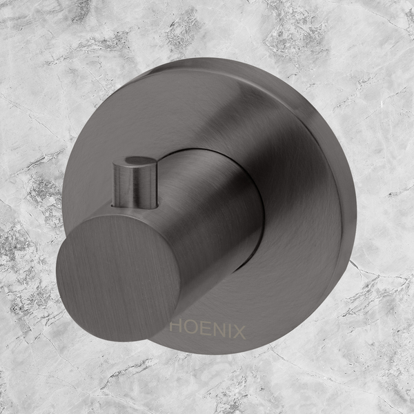 Phoenix Radii Robe Hook Round Plate Brushed Carbon