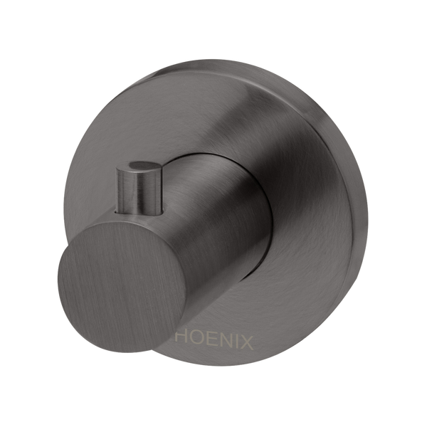 Phoenix Radii Robe Hook Round Plate Brushed Carbon