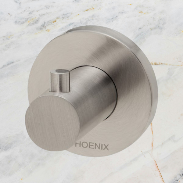 Phoenix Radii Robe Hook Round Plate Brushed Nickel