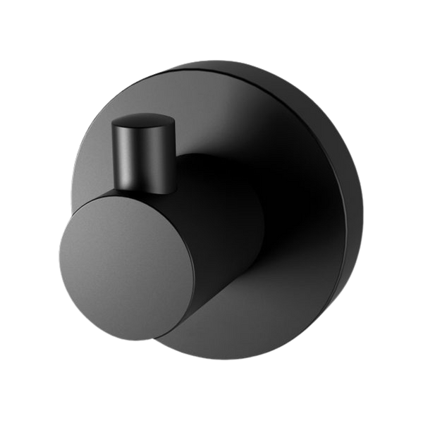 Phoenix Radii Robe Hook Round Plate Matte Black