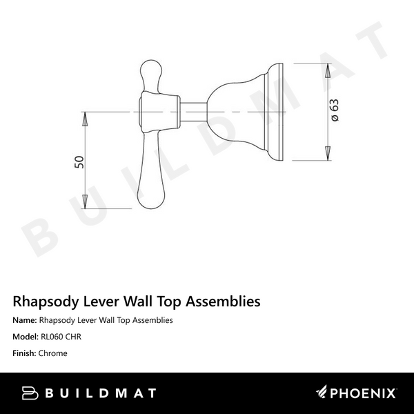 Phoenix Rhapsody Lever Wall Top Assemblies Chrome