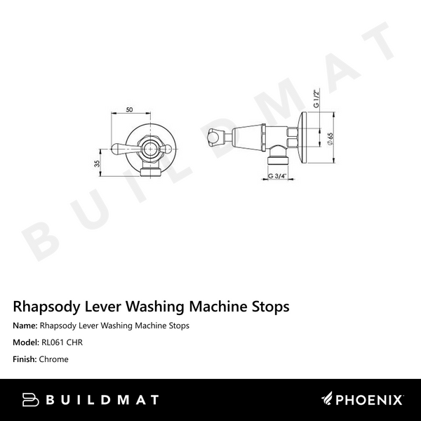 Phoenix Rhapsody Lever Washing Machine Stops Chrome