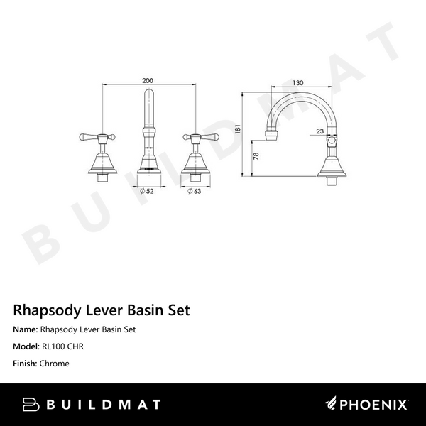 Phoenix Rhapsody Lever Basin Set  Chrome