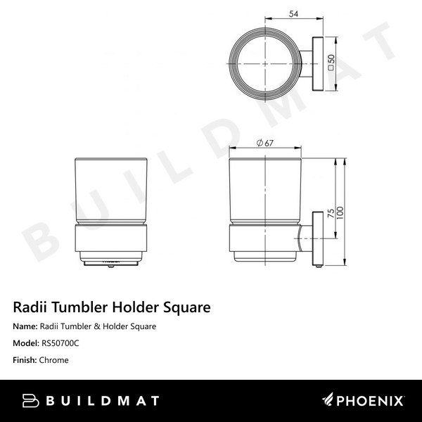 Phoenix Radii Tumbler & Holder Square Chrome