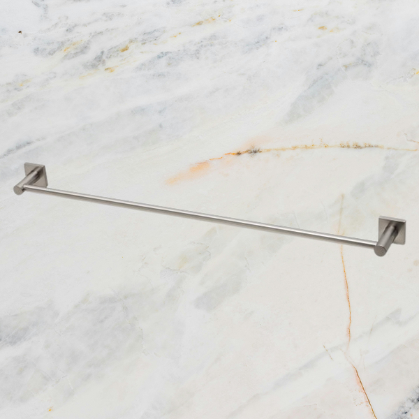 Phoenix Radii Single Towel Rail 800mm Square Plate Brushed Nickel