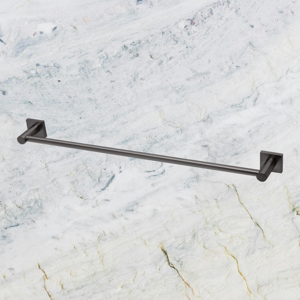 Phoenix Radii Single Towel Rail 600mm Square Plate Brushed Carbon