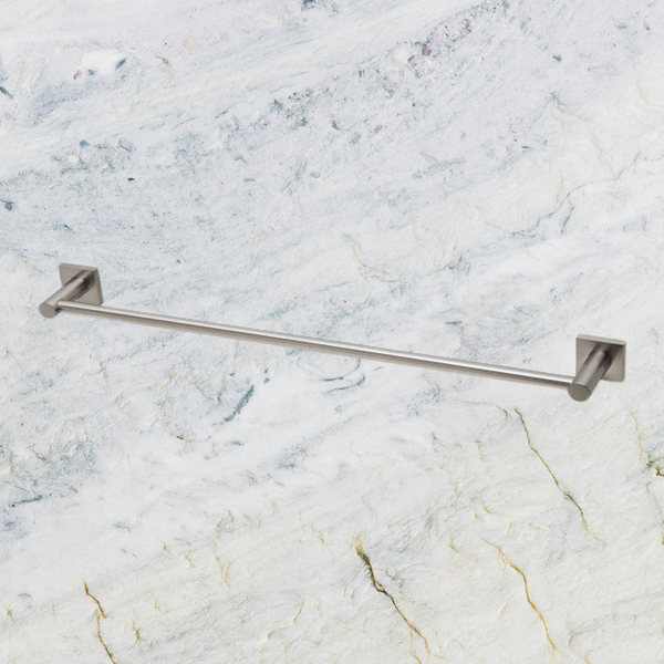 Phoenix Radii Single Towel Rail 600mm Square Plate Brushed Nickel