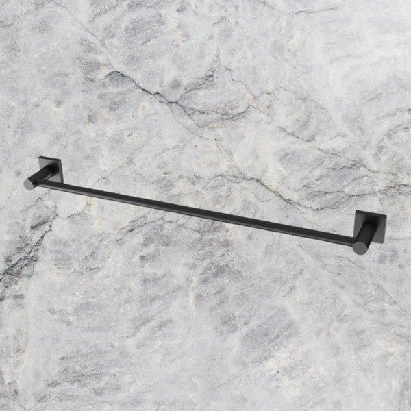 Phoenix Radii Single Towel Rail 600mm Square Plate Matte Black