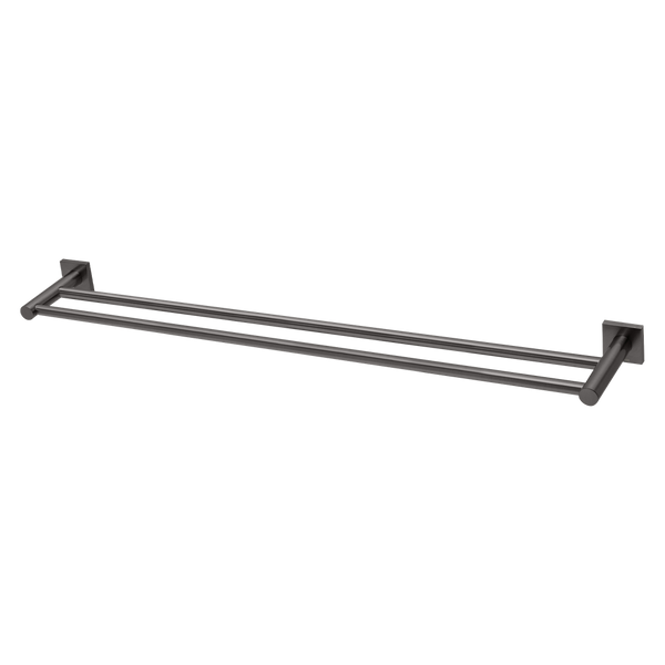 Phoenix Radii Double Towel Rail 800mm Square Plate Brushed Carbon