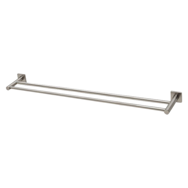 Phoenix Radii Double Towel Rail 800mm Square Plate Brushed Nickel