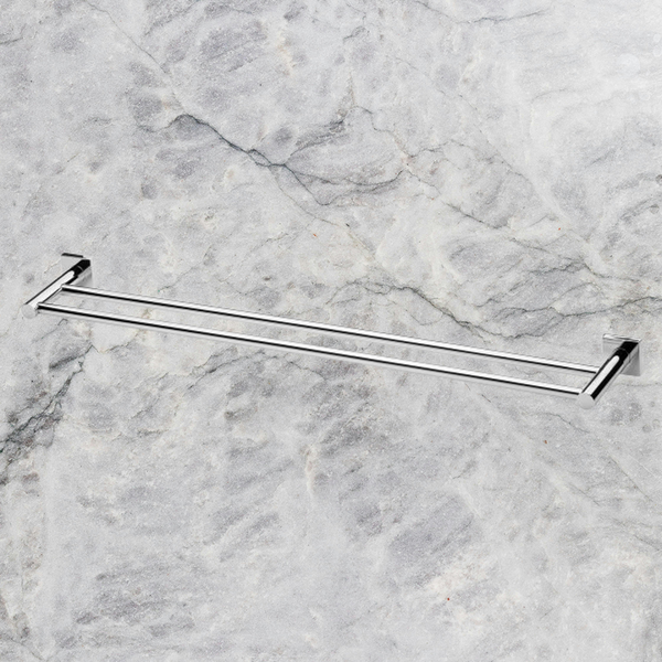 Phoenix Radii Double Towel Rail 800mm Square Plate Chrome