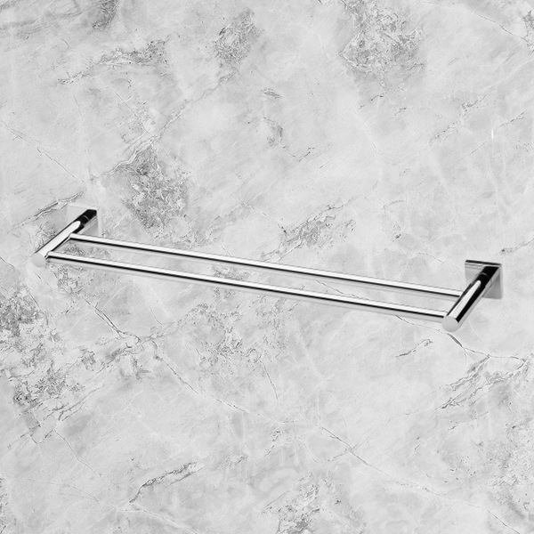 Phoenix Radii Double Towel Rail 600mm Square Plate Chrome