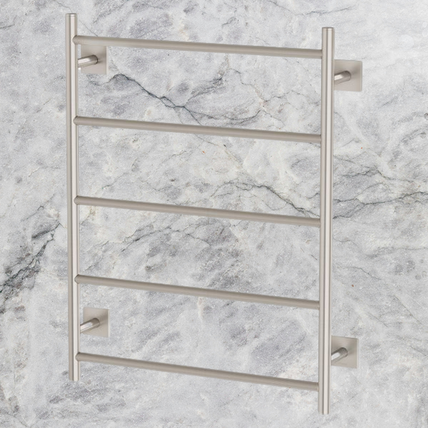 Phoenix Radii Heated Towel Ladder 550 x 740mm Square Plate Brushed Nickel