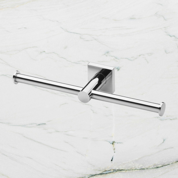 Phoenix Radii Double Toilet Roll Holder Square Plate Chrome