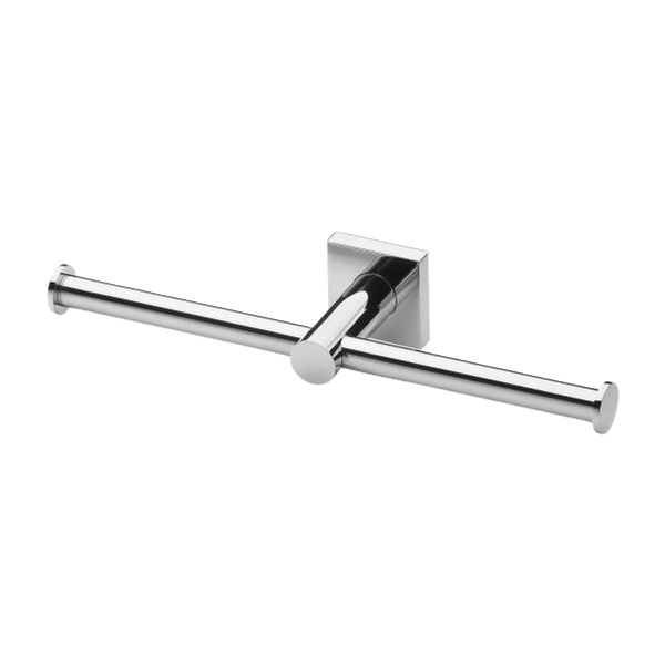 Phoenix Radii Double Toilet Roll Holder Square Plate Chrome