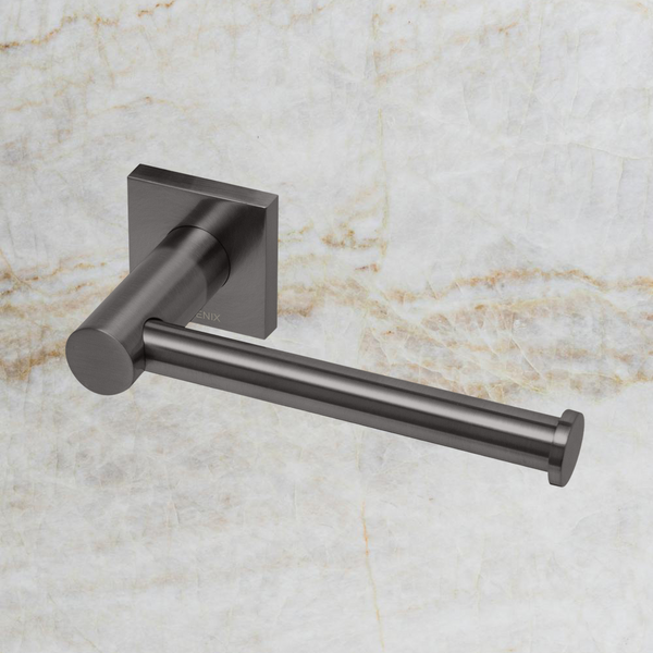 Phoenix Radii Toilet Roll Holder Square Plate Brushed Carbon