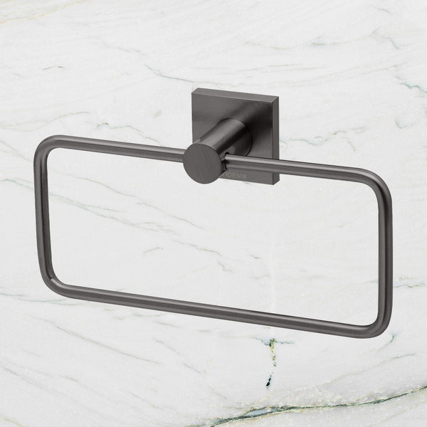 Phoenix Radii Hand Towel Holder Square Plate Brushed Carbon