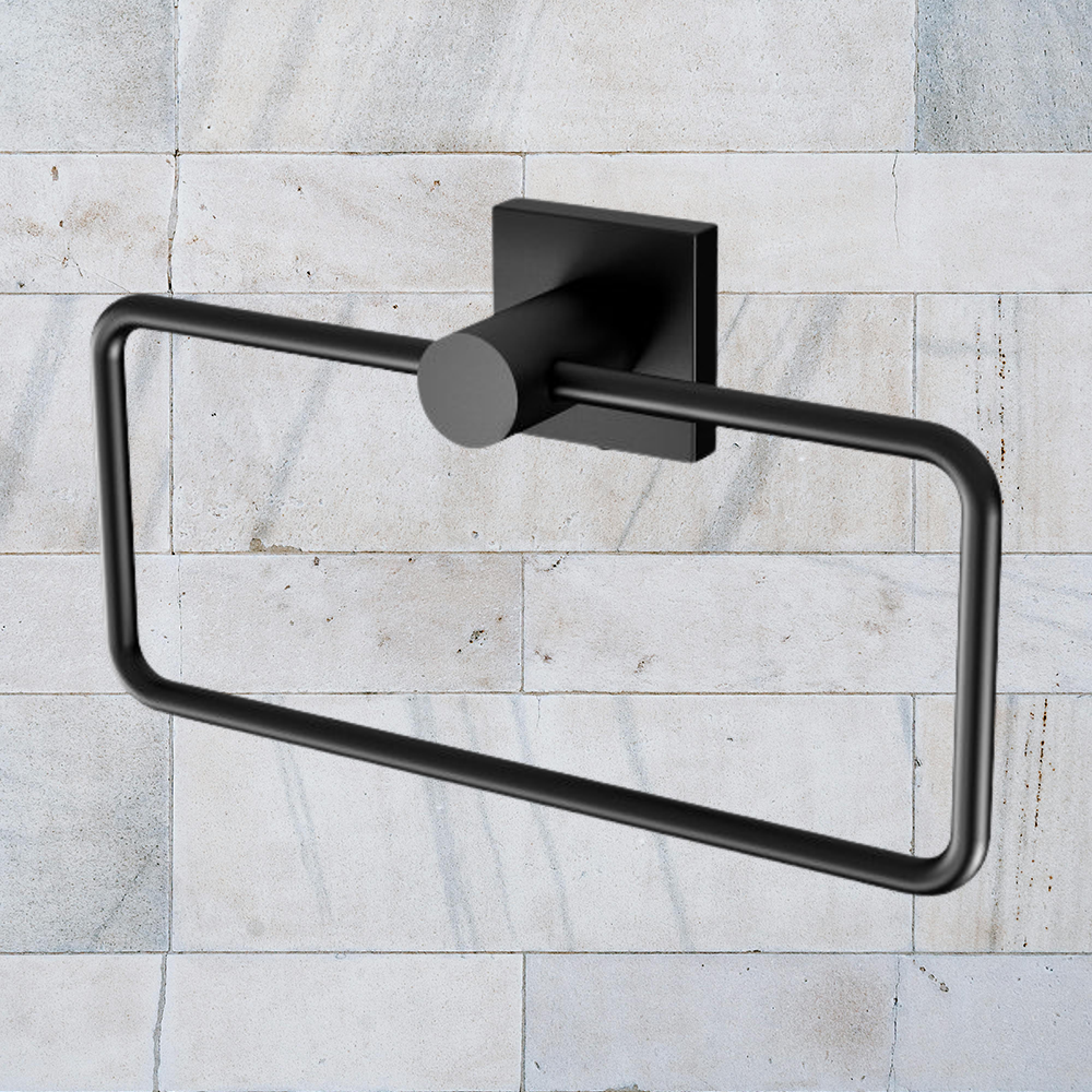 Phoenix Radii Hand Towel Holder Square Plate Matte Black Buildmat