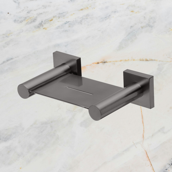 Phoenix Radii Soap Dish Square Plate Brushed Carbon