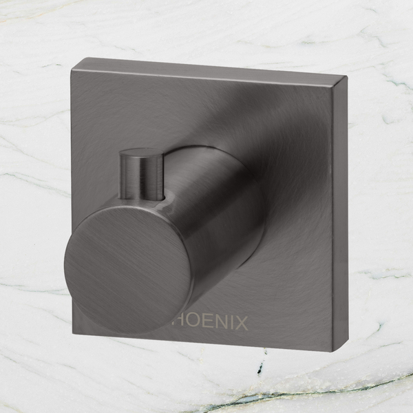 Phoenix Radii Robe Hook Square Plate Brushed Carbon