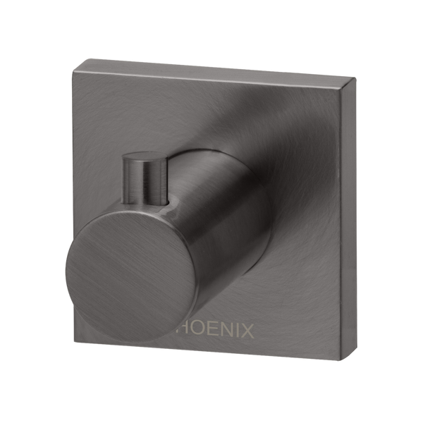 Phoenix Radii Robe Hook Square Plate Brushed Carbon