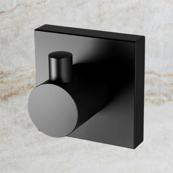 Phoenix Radii Robe Hook Square Plate Matte Black