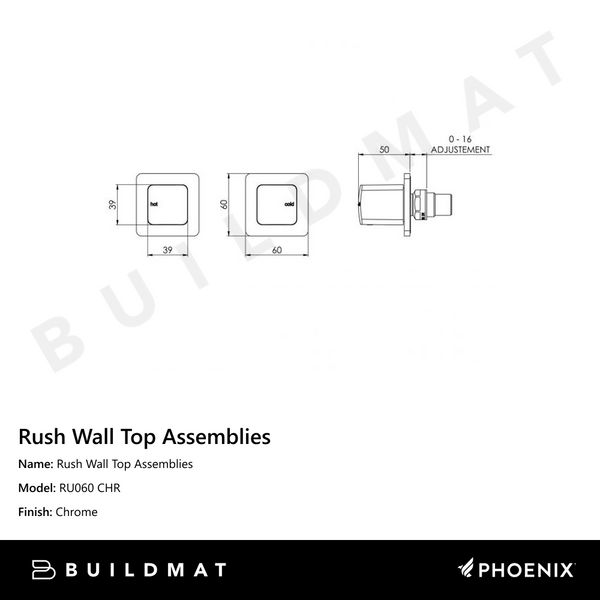 Phoenix Rush Wall Top Assemblies Chrome