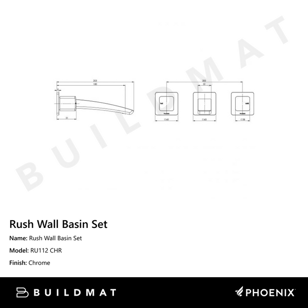 Phoenix Rush Wall Basin Set Chrome