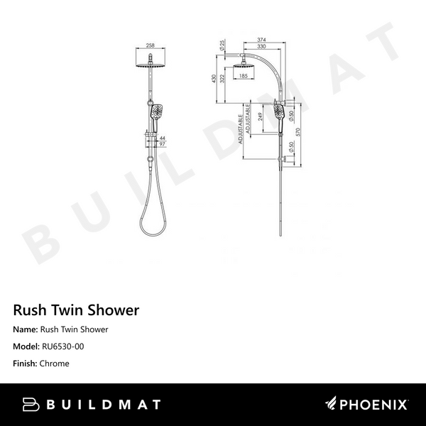 Phoenix Rush Twin Shower Chrome