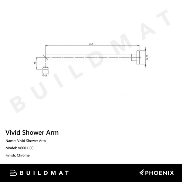 Phoenix Vivid Shower Arm Chrome